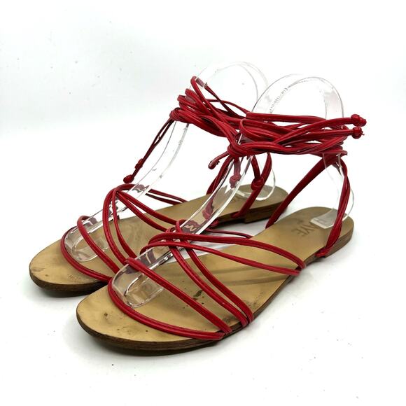 Revolve RAYE Collete Red Leather Sandals Women's 7.5 US - Picture 1 of 9